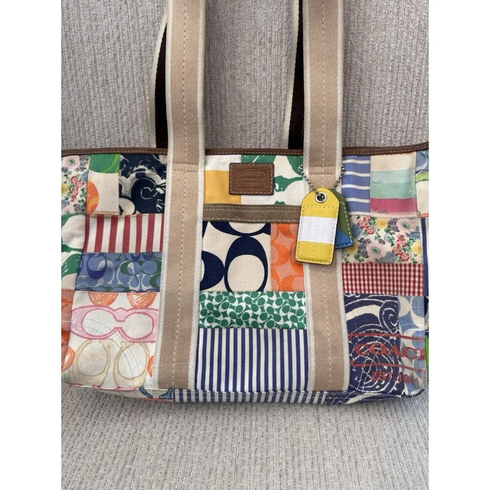 Coach Hampton Weekend Tote Bag Patchwork Handbag Purse Satchel Y2K - Picture 2 of 16
